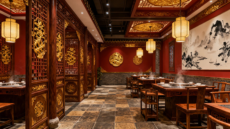 火鍋店裝修大氣效果圖錦集，打造差異化的風(fēng)格！