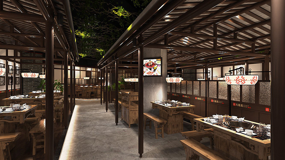 傳統(tǒng)中式風(fēng)格火鍋店裝修效果圖